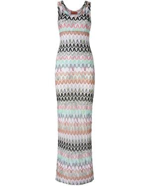 Missoni Chevron Sleeveless Dress - White