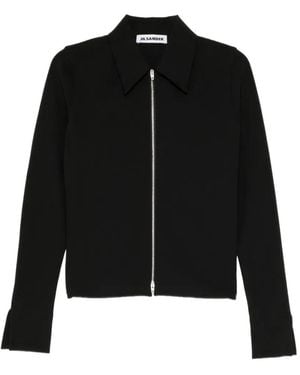 Jil Sander Zip-Up Pointed-Collar Jacket - Black