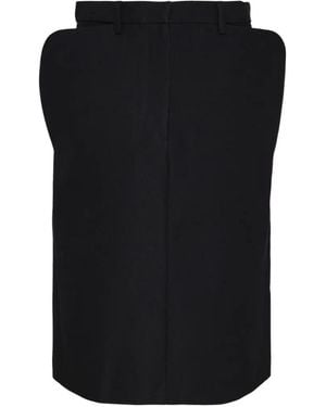 Pushbutton Sculptural-Hip Pencil Midi Skirt - Black