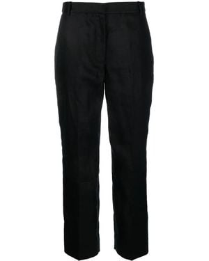 Calvin Klein Linen Cropped Trousers - Black