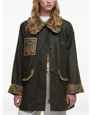 FARM Rio X Barbour Maria Clara Ruffled Patch Coat - Green