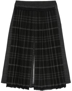 Antonio Marras Tartan Pleated Midi Skirt - Black