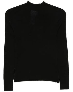 Isabelle Blanche High-Neck Long-Sleeve Sweater - Black