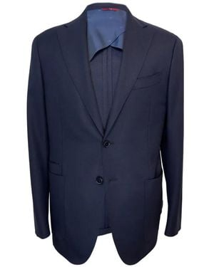 Luciano Barbera Veste Hopsack En Laine - Bleu
