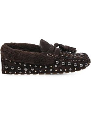 strategia shoes Studded Tassel Loafers - Black