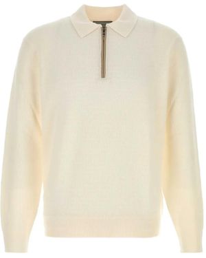 Canali Zip-Fastening Polo Jumper - White