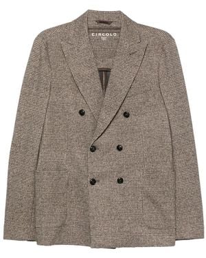 Circolo 1901 Houndstooth Double-Breasted Blazer - Bruin