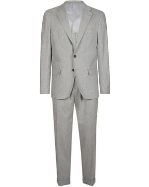 Eleventy Buttoned Suit - Grey