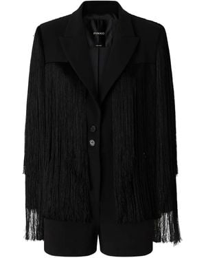 Pinko Playsuit Mit Fransen - Schwarz