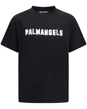 Palm Angels Logo-Print Cotton T-Shirt - Black