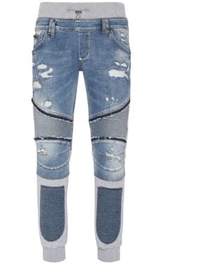 Philipp Plein Skull & Bones Tapered Jeans - Blue