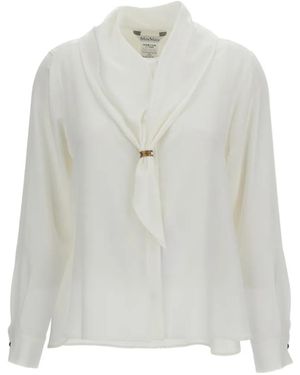 Max Mara Scarf-Detail Silk Shirt - White
