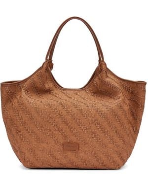 Frau Sac Cabas À Rayures Diagonales - Brown