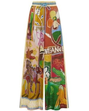 ALÉMAIS Mlak Graphic-Print Drawstring-Fastening Palazzo Pants - White