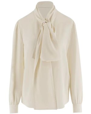 Saint Laurent Lavallière Bluse Aus Seidencrêpe De Chine - Weiß