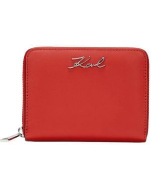 KARL LAGERFELD Medium K/Signature Leather Wallet - Red