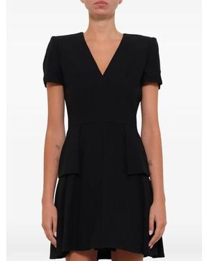 open lace back dress St. John Caviar Short Sleeve Peplum Dress Black Wool Pique Size 4 NEW –  Celebrity Owned