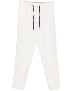 Brunello Cucinelli Drawstring-Fastening Pleated Trousers - White