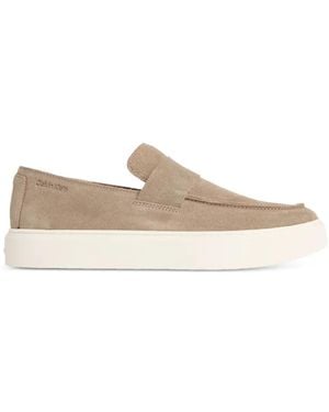 Calvin Klein Athena Suede Slip-On Boat Shoes - White