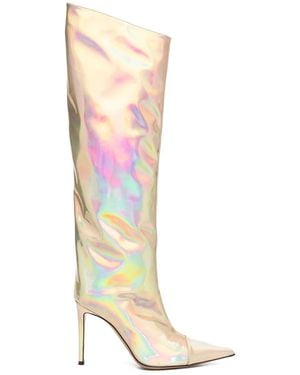 Alexandre Vauthier Pointed-Toe Knee-High Boots - White