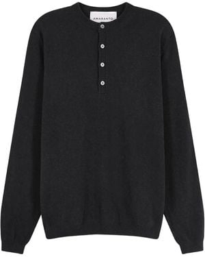 Amaranto Henley-Neck Jumper - Black