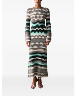 Twinset Dual-Use Long Jacquard Knit Dress - Grey