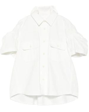 Sacai Chest-Pockets Short-Sleeve Shirt - White