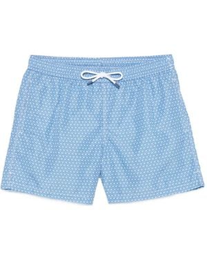 Fedeli Geometric-Print Swim Shorts - Blue