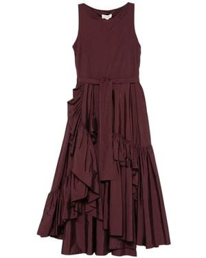 Psophia Ruffled Belted Midi Dress - Purple