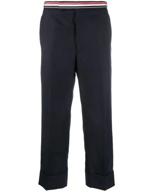 Thom Browne Rwb-Waistband Cropped Tailored Trousers - Blue