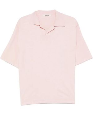 AURALEE Tussah High-Gauge Silk T-Shirt - Pink