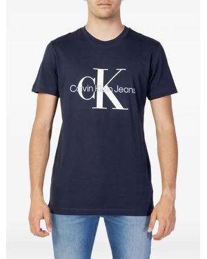 Calvin Klein Logo-Print Cotton T-Shirt - Blue