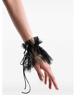 IMROSKA Lace-Trim Ruffled Cuffs - Black