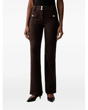 Morgan Button-Embellished Flared Jeans - Black