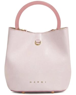 Marni Leather Pannier Bucket Bag - Pink