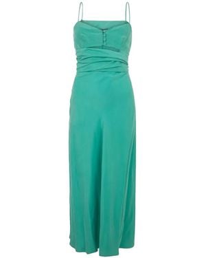 Alberta Ferretti Cut-Out Silk Midi Dress - Green