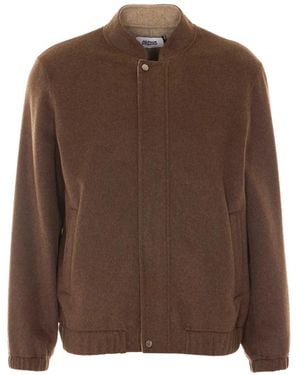 Alpha Studio Zip-Up Bomber Jacket - Brown