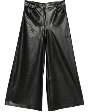 Norma Kamali Oversized Faux-Leather Jeans - Black