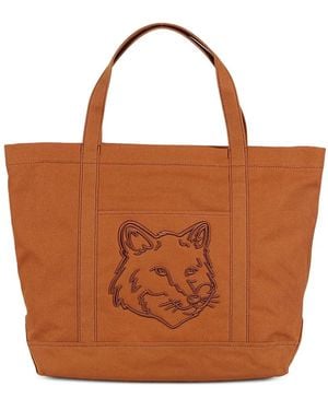 Maison Kitsuné Large Fox Head Tote Bag - Brown