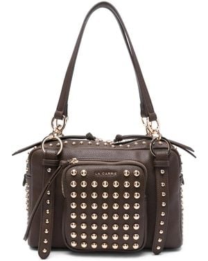 La Carrie Medium Planets Studded Shoulder Bag - Black
