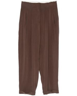ViCOLO Pleated Turn-Up Trousers - Brown