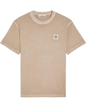 Stone Island Ringer Patch T-Shirt - Natural