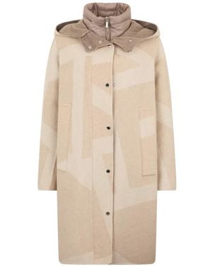 Moorer Hooded Graphic Coat - Natural
