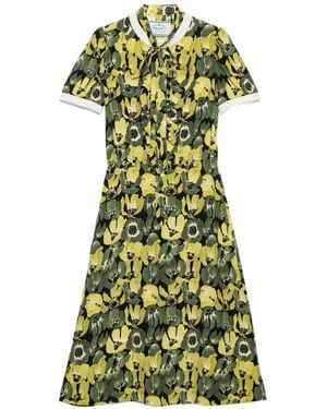 Prada Printed Crepe De Chine Dress - Green