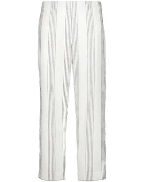 Commas Striped Resort Trousers - White