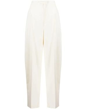 ANOUKI Pantalon En Laine Mélangée À Coupe Ample - Blanc