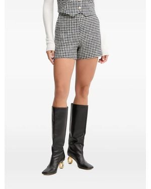 Morgan Houndstooth-Pattern Shorts - Gray