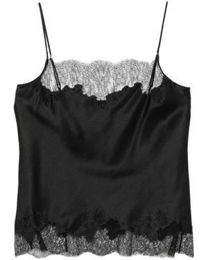 Carine Gilson Lace-Trim Silk Camisole - Black