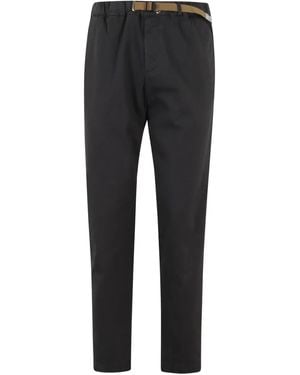 White Sand Buckle-Fastening Cotton Pants - Black