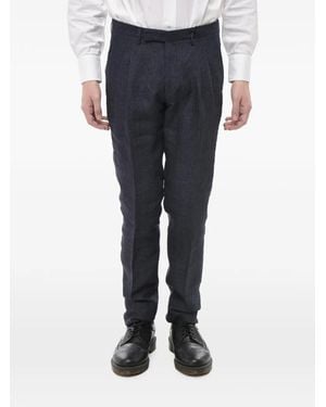 Corneliani Pleated Linen Trousers - Blue